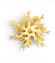 GOLD with Turquoise & Coral Color & Pearl Snowflake Coral Like 🪸 Statement BROOCH 🧷 Approx 3.5” ⭐️