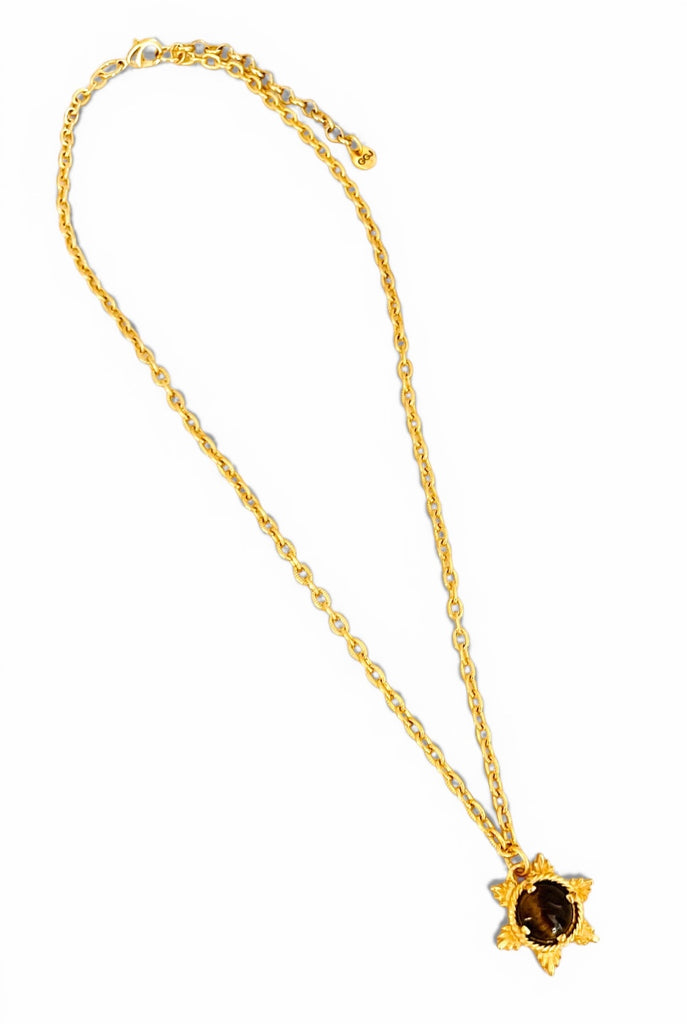 Tiger Eye Rays Charm Short Necklace on Camila Chain – Grace Gonzalez ...