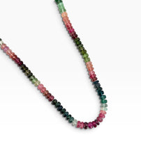 Watermelon 🍉 Tourmaline Rondelle Hand Knotted Necklace Short 20”-22” with Gold 14K Vermeil Closure