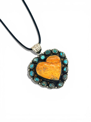 Corazon Turquesa y Bumble Bee Jasper Long Necklace