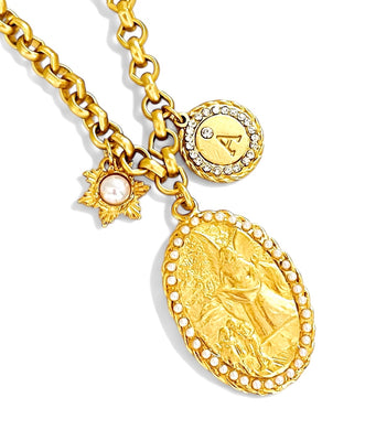 Angel de la GUARDA Medallón✨ “Ángel de mi guarda, dulce compañía, no me desampares ni de noche ni de día” ✨ ESTEFANIA Chain Short Necklace 20”-22”✨ Choose Initial ⬇️