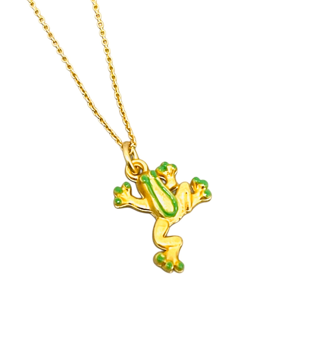 Coquicito 🐸 Necklace with Thin Chain MIA Short Necklace 16”-18” with Enamel Detail 🎨