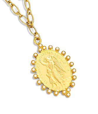 Angel Alas 🪽 de la Guarda Medallón✨”Ángel de mi guarda, dulce compañía, no me desampares ni de noche ni de día”  ✨EUGENIA Chain Short Necklace 20”-22”✨