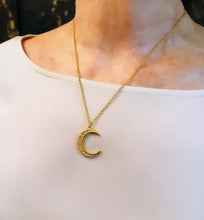 Half Moon 🌙 with CZ Crystal Pave✨ LIA Thin Chain 18”-20”