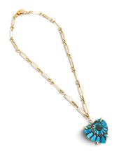 Heart Nautilus Genuine Turquoise on Sofia Chain Short 18-22” adj
