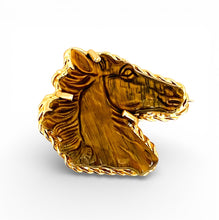Tiger Eye for Protection 🐴 Carved Horse Brooch 🧷