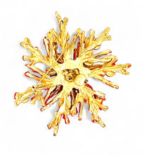 ONLY 1 LEFT!!! ✨CORAL with Coral, Turquoise Color & Pearl Snowflake Coral Like 🪸 Statement BROOCH 🧷 Approx 3.5” in GOLD ⭐️