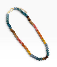 Rainbow 🌈 Agate Rondelle Hand Knotted Necklace Short 16”-18” with Gold 14K Vermeil Closure