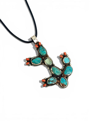 Cactus 🌵 Turquesa y Coral Long Necklace