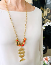 ONLY 1 LEFT!!! PEZ 🐟 Dangle Coral-Like Color 🪸Coral Charms☀️ LIA Chain Long Necklace 30”