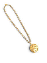 Large Signature Medallion Pearls with Victoria Chain Long 30”