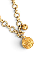 Small Signature Medallion with Pearls & Sphere dot Pearl Charm on Isabels Chain with toggle Short Necklace 18”