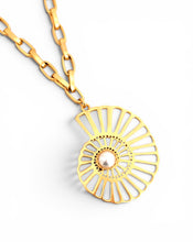 Nautilus with Pearl on Daniela Chain Short Necklace 20”