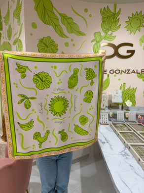 Pañuelo Icónico Caribeño ☀️ 🍃 DE AQUÍ 💗 Custom Scarf by Grace Gonzalez