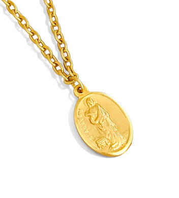 NEW!!! Santa Agatha ✨ Patron Saint of Breast Cancer 💗 Medium Oval Charm ✨CAMILA Chain✨Short Necklace 18”-20”✨