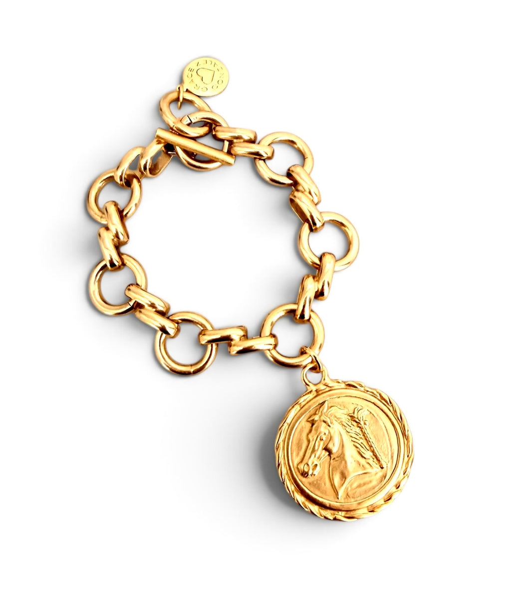 Horse Medallion Charm Bracelet with Isabela Chain 7 1/2 - 8”