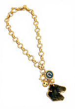 Labradorite for Inner Strength 🐴 Carved Horse Stone with Pearl Dot Horseshoe & Pearl Charms on Isabela Short Necklace