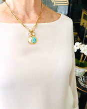 ONLY 2 LEFT!!! Yin & Yang White & Turquoise Enamel Pearl & CZ ✨ with Pearl Charm & Initial✨ SOFIA Chain Short Necklace 18-20” Choose Initial Below ⬇️
