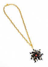 ONLY 1 LEFT!!! ✨ BLACK Enamel Snowflake Coral Like 🪸 with Coral Color & Pearl Cabochons ✨ Pendant Approx 3.5” ⭐️ Long Necklace 30”