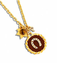 Heradura with Pave & Maroon Hand Painted Enamel 🎨 with Tiger Eye 👁️ Charm Short Necklace on Camila Chain with Initial (only available in Store)