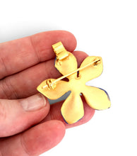 Flor de Guayacan Brooch 🧷 & Pendant 2 in 1 can be worn both ways, pendant part hides to the back 🎨 with hand painted enamel details, Designed in Puerto Rico