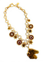 Tiger Eye for Clarity 🐴 Carved Horse Stone with Tiger Eye, Horseshoe & Star Charms on Isabela Short Necklace