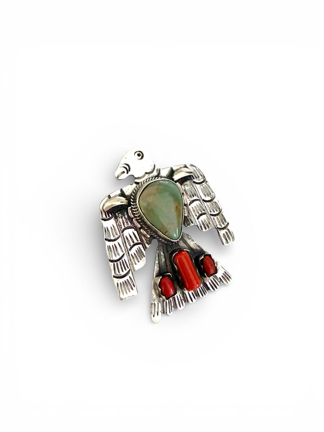 Ave Navajo RING Adj. con Turquesa y Coral