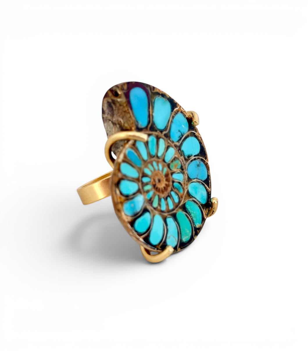 Nautilus in Genuine Turquoise RING only SIZE 8