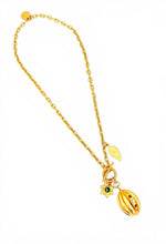 Cacao Mediano Tourmaline Green with Leaf on Carola Chain Toggle Short Necklace 20”