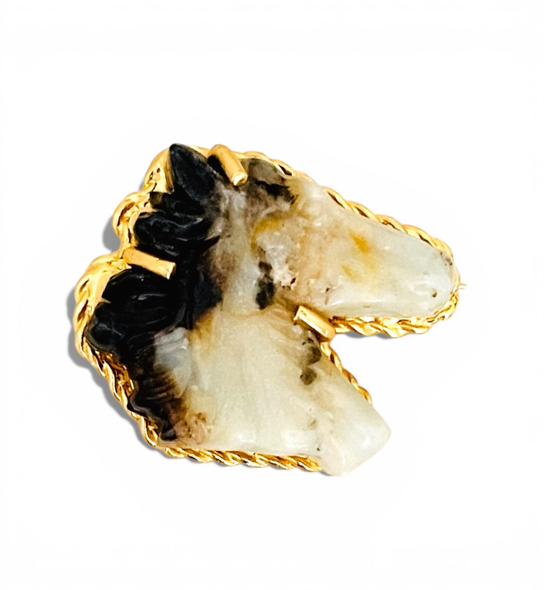 Amazonite Multi for Hope🐴 Carved Horse Brooch 🧷