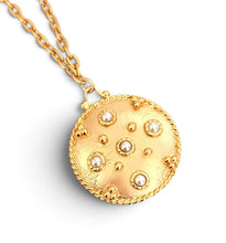Medallion Large with Pearls on Carola Chain Long Necklace 30”
