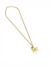 Libelula with Turquoise Star Rays Charm Carola Chain Long Necklace 30”