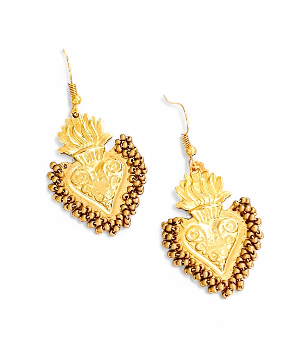 ONLY 1 LEFT!!! CORAZON Earring Bronze Color✨with Gold Plate