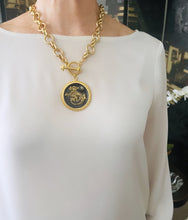 ONLY 1 LEFT!!! NEW!!! Dragon 🐉 Medallion with with Onyx Enamel✨ISABELA Chain & Signature Twist Toggle✨ Short Necklace 20” 🧧