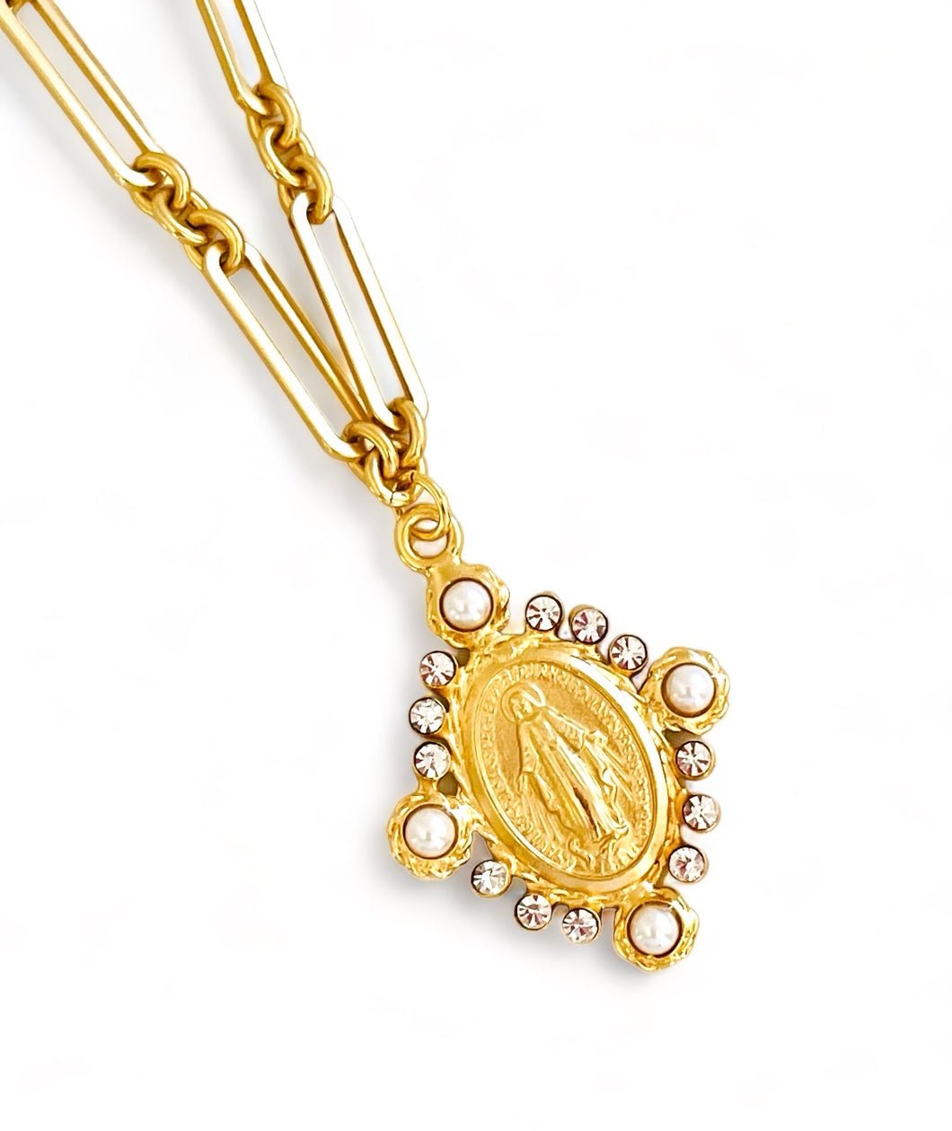 NEW! MILAGROSA Pearl & Crystal Charm ✨SOFIA Chain ✨Long Necklace 30”