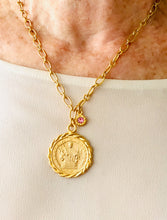 NEW!!! Santa Agatha ✨ Patron Saint of Breast Cancer 💗 Round Charm with Rose Crystal ✨EUGENIA Chain✨Short Necklace 18”-20”✨