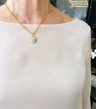 ONLY 2 LEFT!!! Mini Yin & Yang Turquoise & White Enamel with CZ & Pearl ✨ CAMILA Chain Short Necklace 16”-18”