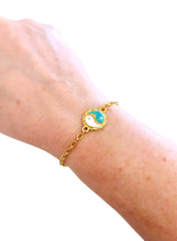 ONLY 2 LEFT!!! Mini Yin & Yang Enamel Turquoise & White Bracelet ✨ CAMILA Chain Toggle Bracelet ✨Choose Bracelet Size Below ⬇️