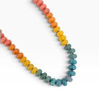 Rainbow 🌈 Agate Rondelle Hand Knotted Necklace Short 18”-20” with Gold 14K Vermeil Closure
