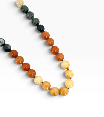 Carnelian & Smoky Quartz Multi Combination Hand Knotted Necklace Short 20”-22” with Gold 14K Vermeil Closure