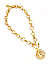 ONLY 2 LEFT!!! Yin & Yang Pave Medallion with Signature Twist Toggle & ISABELA Chain Short Necklace 20”