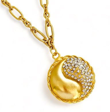 Yin & Yang Pave Medallion ✨ REGINA Chain Short Necklace 18”-20”