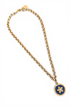 Star with Cristal & BlueGray Hand Painted Enamel 🎨 Short Necklace on Estefania Chain