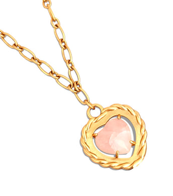 Corazon Quarzo Rosado Eugenia Short Necklace 18”-20”