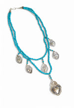 ONLY 1 LEFT!!! Corazones Beaded Short Necklace in Turquesa Colored Beads ✨ 2 Strands ✨Metal/Pewter