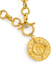 NEW! ONLY 1 LEFT!!! Virgen de Del CARMEN Medallion with ISABELA Chain Pearl & CZ Pendant ✨SHORT Toggle Necklace 20”
