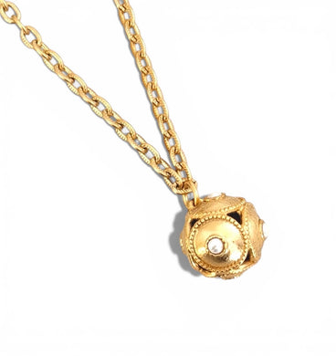 Dot Sphere Charm with White Pearl ✨Short Necklace on Camila Chain