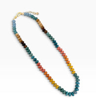 Rainbow 🌈 Agate Rondelle Hand Knotted Necklace Short 18”-20” with Gold 14K Vermeil Closure