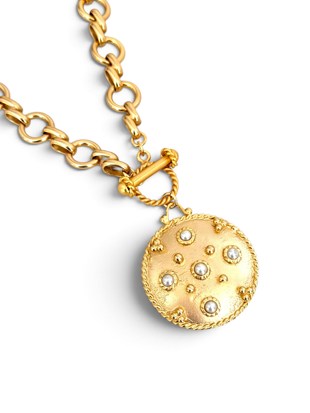 Large Medallion Signature Necklace with Isabela Chain 20”