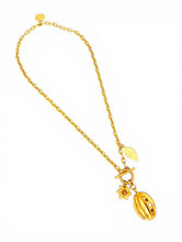 Cacao Mediano Topaz Charm & Leaf on Carola Chain Short Toggle Necklace 20”